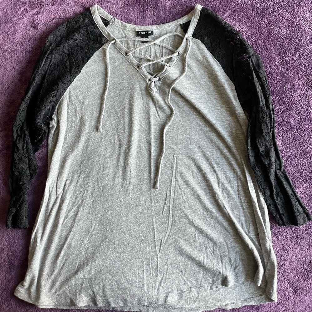 Torrid Lace Sleeve Shirt